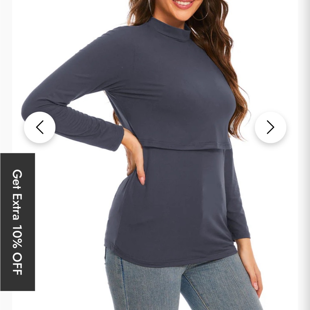 Smallshow long sleeve mock neck top for breastfeeding size large